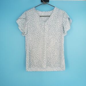 SHEIN Blouse Size XS Light Blue-Green V-Neck